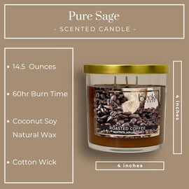 Becky Home 14.5 oz Roasted Coffee Scented Candle, Espresso Candles, Macchiato Roast Coffee Candle, Large Jar Candles for Women, Gift for Men and Women, Clear Glass