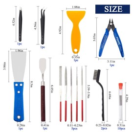 Lankki 23Pcs 3D Printer Tool Kit, 3D Printer Accessories Removal Tools Includes Nozzle Cleaning Kit, Putty Knife Scraper, Brushes, Tweezers, Diamond Files for 3D Prints Cleaning Finishing