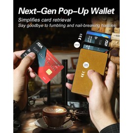 HYTREIX Wallet for men,Pop-up RFID Blocking Wallet with Money Clip,Slim Metal Wallet and Credit Card Holder