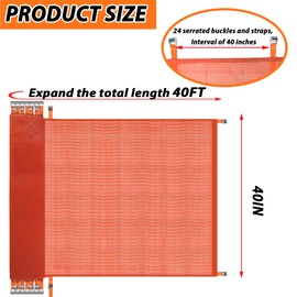 40' L x 40" W Construction Safety Debris Netting with 24 Tapes & Buckles, Orange Fire Retardant Pump Jack Safety Net, Scaffold Safety Netting Rolls Scaffold Net Enclosure