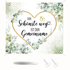 Hochzeitsherz zum Ausschneiden 180 × 200 cm, Hochzeitsdeko, Polyesterfaser Material, mit Einer Kleinen Schere und 6 m Seil, Geeignet für die Dekoration von Verlobungs- und Hochzeitsorten