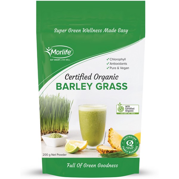 Morlife Barley Grass 200g - Certified Organic - Discontinued Product