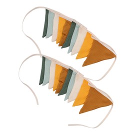 SHOWERORO 2pcs Colorful Triangle Pennant Banner Cotton Flags for Room Birthday and Festival Decorations Easy to Hang Reusable Party Bunting for Vibrant Atmosphere