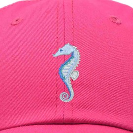 DALIX Seahorse Embroidered Dad Cap Cotton Baseball Hat Women in Hot Pink