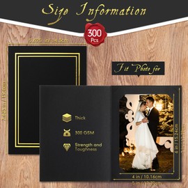 Fainne 300 Pcs Photo Folders for 4x6 or 5x7 Pictures Photo Frame Note Cards Paper Greetings Cardboard Picture Frame Inserts Cards Picture Insert Notecard for Portraits