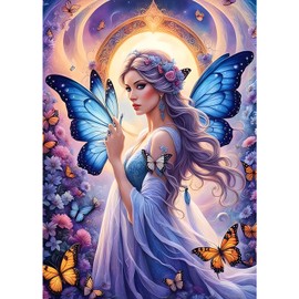 QINRUBB DIY Butterfly Diamond Painting Kits, Full Drill Beauty Diamond Art Painting Kits for Adults Beginners, DIY 5D Flowers Painting by Numbers Fairy Diamond Art Kits for Home Decor 30x40cm