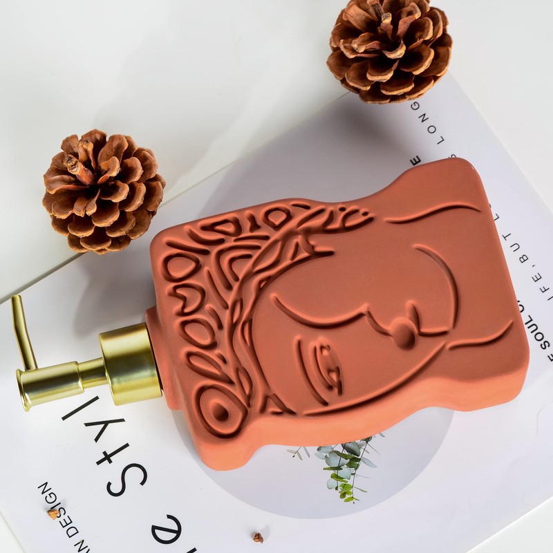 BosilunLife Ceramic Soap Dispenser, Unique Greek Goddess Design, Large Pump