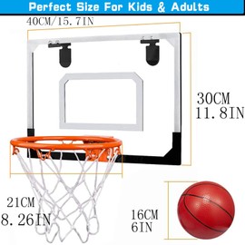 Mini Basketball Hoop Set for Kids, Indoor Play Basketball Hoop for Door with 3 Small Replacement PVC Basketballs, ABS Backboard Metal Rim Goal Sport Party Activity Toys Gifts for Kids Adults