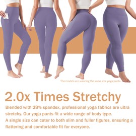 KOWTIGER Yoga Pants Women High Waisted Gym Leggings for Women Tummy Control Spandex Leggings Athletic Exercise Leggings Squat Proof Purple L
