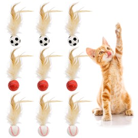 Mudoulu 9-Piece Interactive Cat Toy Set with Bouncing Balls and Feathers, Self-Employment for Cats, Ideal for Indoor Play and Exercise