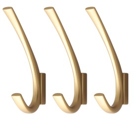 Hymyily 3-Piece Modern Simple Zinc Alloy Hangers for Clothes and Hats, Wall-Mounted Kitchen Hangers, High Load Capacity Hardware, Used for Storing and Organizing Various Clothing, Hats, and Bags (Gold