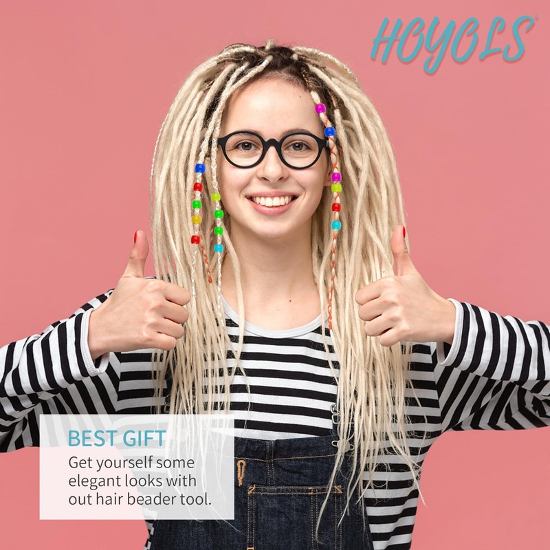 Hoyols Quick Hair Beading Tools with Colorful Pony Beads Magic
