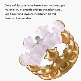 KOMUNJ Inflatable Crown, Inflatable Birthday Crown, Costume Accessories, Carnival, Golden Gift Idea, for Birthday Children (Gold)
