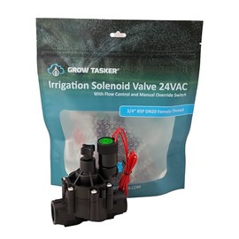 GROW TASKER 24VAC Solenoid Valve – 3/4" BSP (DN20) with Flow Control & Manual Override – Durable Nylon Body, 1-10 Bar Pressure – Ideal for Garden Sprinkler, Drip Irrigation (5m³/h Flow Rate)