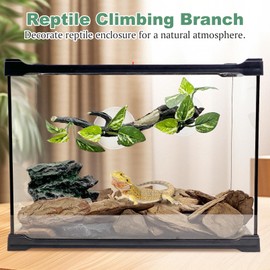 Fhiny Snake Climbing Branch, 2 PCS Resin Reptile Branches for Climbing with Suction Cups Frog Terrarium Plants Reptile Tank Decor Accessories for Frog Corn Snake Lizard Bearded Dragon Gecko