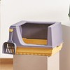 Cat Litter Box Semi Enclosed Heightened Fence Prevent Leakage Large