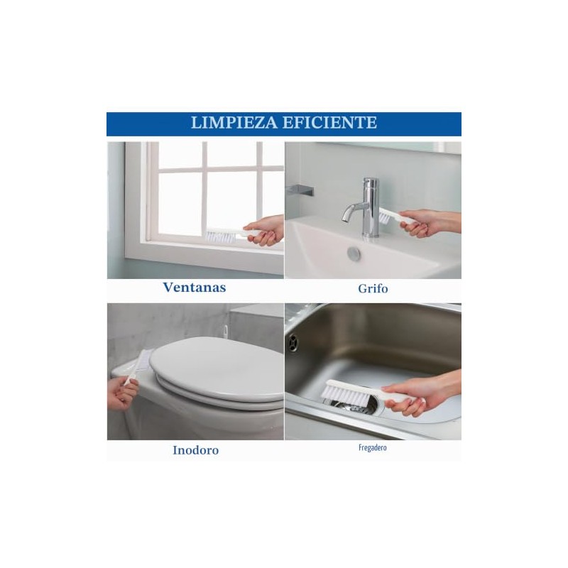 Juego 2 Cepillo para Baño con Soporte, Mango Largo Blanco