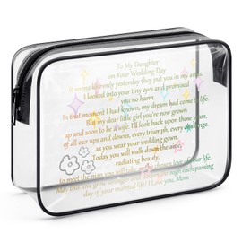 Daughter Gift from Mom to My Daughter Makeup Bag Bride Gift from Mother Wedding Day Gift for Daughter Birthday Gift Clear Cosmetic Bag Adult Daughter Gift Bridal Shower Gift Travel Toiletry Bag Pouch