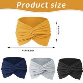 4 Pcs Wide Headbands for Women,Hair Bands Terse Stretchy Female Fascinators Headband Soft Satin Fabric Cool Elastic Sports Style,Adult Women'S Ladies Bandana Fashion Head Band,for Womens Yoga Sport