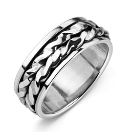 MATERIA by Matthias Wagner Anti-Stress Ring Silver 925 Unisex – Spinner Jewellery Women Men, Sterling Silver