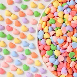 100 Pcs Colorful Heart Resin Charms Flatback Buttons Beads,Beautiful DIY Flat Back Cabochons Scrapbooking Embellishments for Card Making Cell Phone Decoration Beading and Jewelry Making