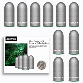 ACEDAYS Gaming Finger Sleeves,100% Visible Silver Fibers,Just Right Pressure/Breathable/Sweatproof, Upgrade Gaming Gloves for PUBG Mobile/Knives Out/Call of Duty Mobile（10pcs） M