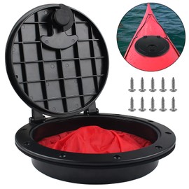VEITHI Kit de placa de cubierta de 8 pulgadas, escotilla de cubierta redonda con bolsa de almacenamiento para barco kayak, cubierta de escotilla de sellado de barcos, sujetadores incluidos, color negro