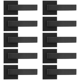 Probrico 10 Pack Square Dummy Door Handles Non-Turning Interior Door Lever Single Side French Door Handles Matte Black