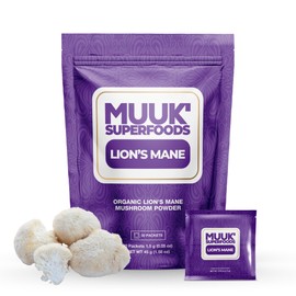 MUUK' SUPERFOODS | Organic Lion's Mane Mushroom Powder | Brain Boosting ON-The-GO Packets | Made in USA | 30 Sachets (1.5g)