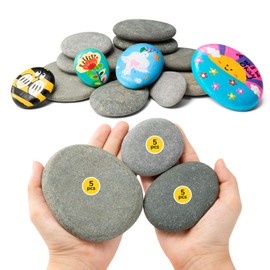 Simetufy 15pcs 3 Size Rocks for Painting, 2-5in Large Flat Smooth Rocks for Arts & DIY, Kindness Rocks, Painting Stones Craft Rock to Paint (5Pcs Each: 2-3in, 3-4in, 4-5in)