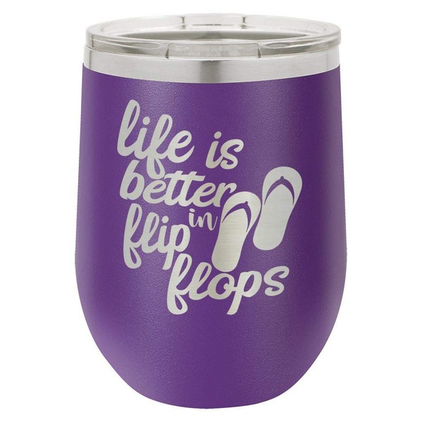 LIFE IS BETTER IN FLIP FLOPS Purple 12 oz Stemless