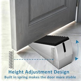 Optish Paquete de 2 topes de puerta resistentes, tope grande de resorte ajustable, topes de cuña altos de 3 pulgadas de alto para parte inferior de la