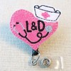 Labor & Delivery Stethoscope Heart Badge Reel, NICU Nurse Badge