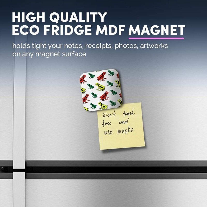 1 x Square MDF Fridge Magnet - Tropical Frog Pattern