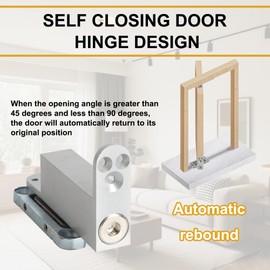 Self Closing Door Pivot Hinge Heavy Duty Hidden Hinges for Commercial/Home, 360 Degree Shaft Stainless Steel Pivot Hinges for Wood Secret Door, 2 Way Adjustable Hinge with Pins and Screws