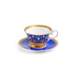 Gracie Bone China Royal Blue Floral Bone China Tea Cup and Saucer