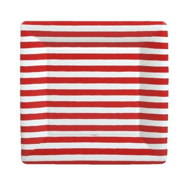 4th of July Party Ideas Party Supplies Paper Plates Dinner Size Red and White 16 Count 10 inch Square