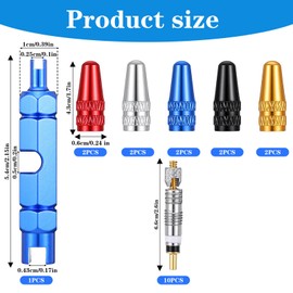 Classicseali 21pcs Presta Valve Caps, Zinc Alloy Bicycle Valve Stem Caps, Including a Valves Stem Removal Tool,Presta Valves Cover for Bicycles Tire Replacements