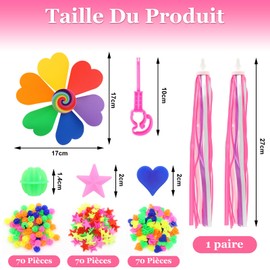 ZOCONE 210 Pieces Accessories for Bicycle, Kids, Beads, Spokes, Bicycle, Handlebar, Streamer, Tassel, Windmill, Banderoles for Handle, Bike, Tassels, Scooter, Kids, Spoke Clips for Bicycle