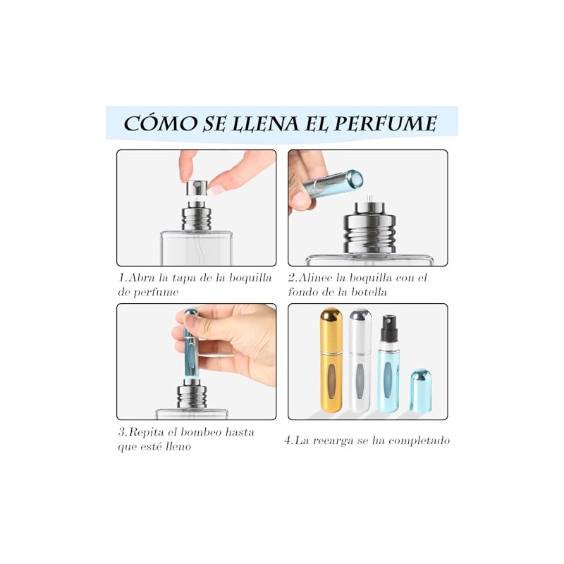 perfumeros de bolsillo rellenables - Juego de 8 Piezas con