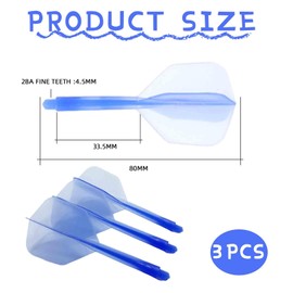 FNSIGHD 3 Pcs Integrated Dart Flights,Transparent Blue Darts Flights and Stems,Reusable All in one Dart Flights,Plastics Darts All in one Flights,Professional Highly Durable Moulded dart Flights