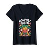 Womens Compost Queen Throne Funny Garden Worm Design V-Neck T-Shirt
