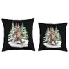 Bigfoot Snowball Fight for Outdoor Fun Throw Pillow