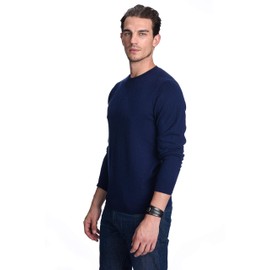 State Cashmere Men's Essential Crewneck Sweater 100% Pure Cashmere Classic Long Sleeve Pullover (Navy, XX-Large)