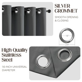 CUCRAF Light Grey Blackout Curtains 63 inch Length 2 Panels Set, Room Darkening Drapes for Living Room Bedroom, Thermal Insulated Light Blocking Grommet Window Curtain (W52 x L63 Inch)