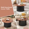 Costway Round Coffee Table 32" Tea Table w/ Solid Wood