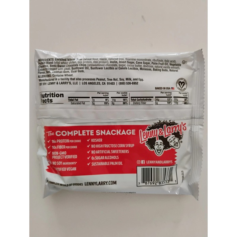 Lenny & Larry'S Cookie Double Chocolate Cookie 3-4 Oz Cookies