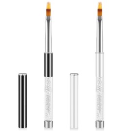 2 Pcs Nail Gradient Painting Brush Nail Art Brushes Ombre Nail Brush Manicure Tools with Rhinestone Handle UV Gel Polish Nail Drawing Pen for Nail Design