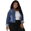 uxcell Women's Plus Size Button Closed Cropped Denim Jackets Stitching
