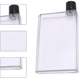 Flat Drink Cold Water Bottle, Reusable Slim A6 Bottle, Portable Leak Proof Plastic Memo Paper Water Bottle (350ml)